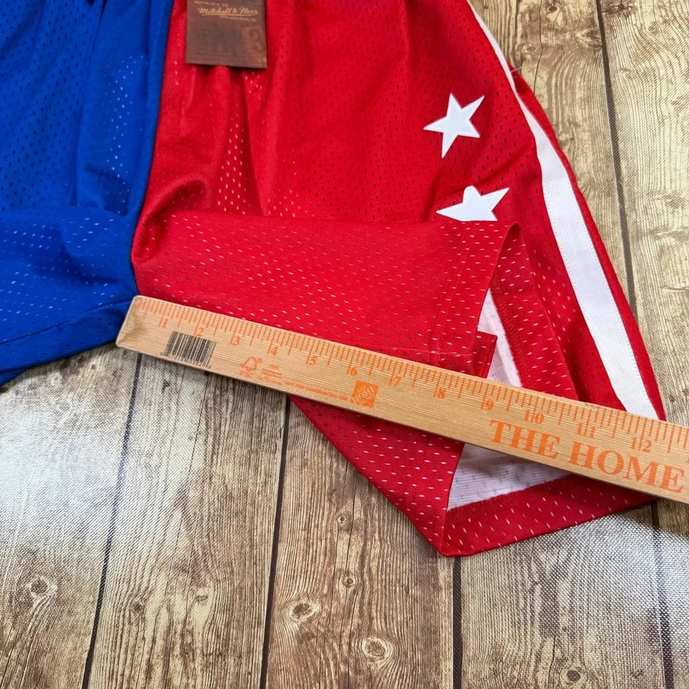 Mitchell & Ness NBA Bullets 1996 Swingman Shorts Mens Large Red Blue Mesh NWT